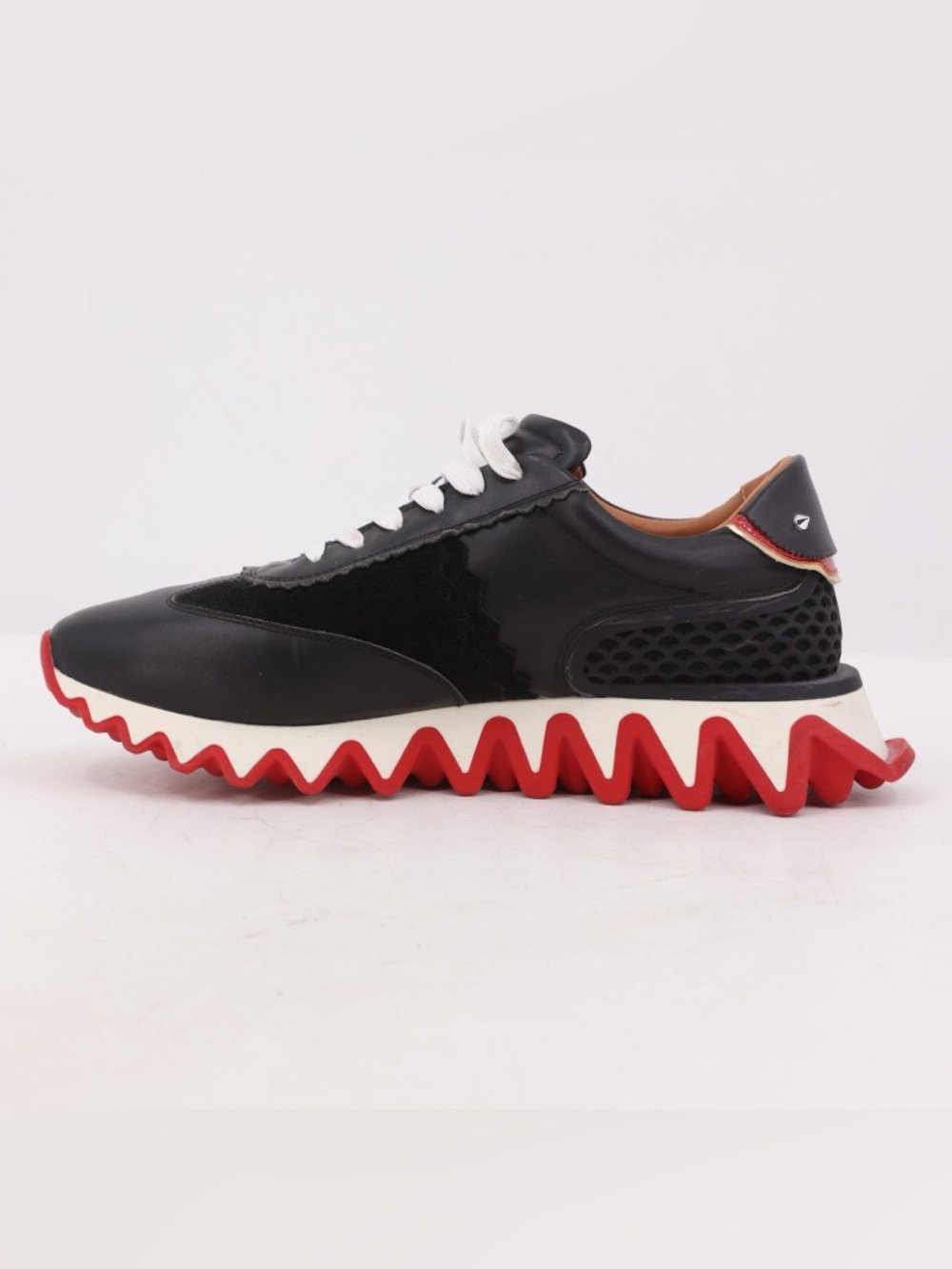 Christian Louboutin Loubishark Sneakers Black, White & Red Men's Zigzag Sole 12 - Picture 9 of 16